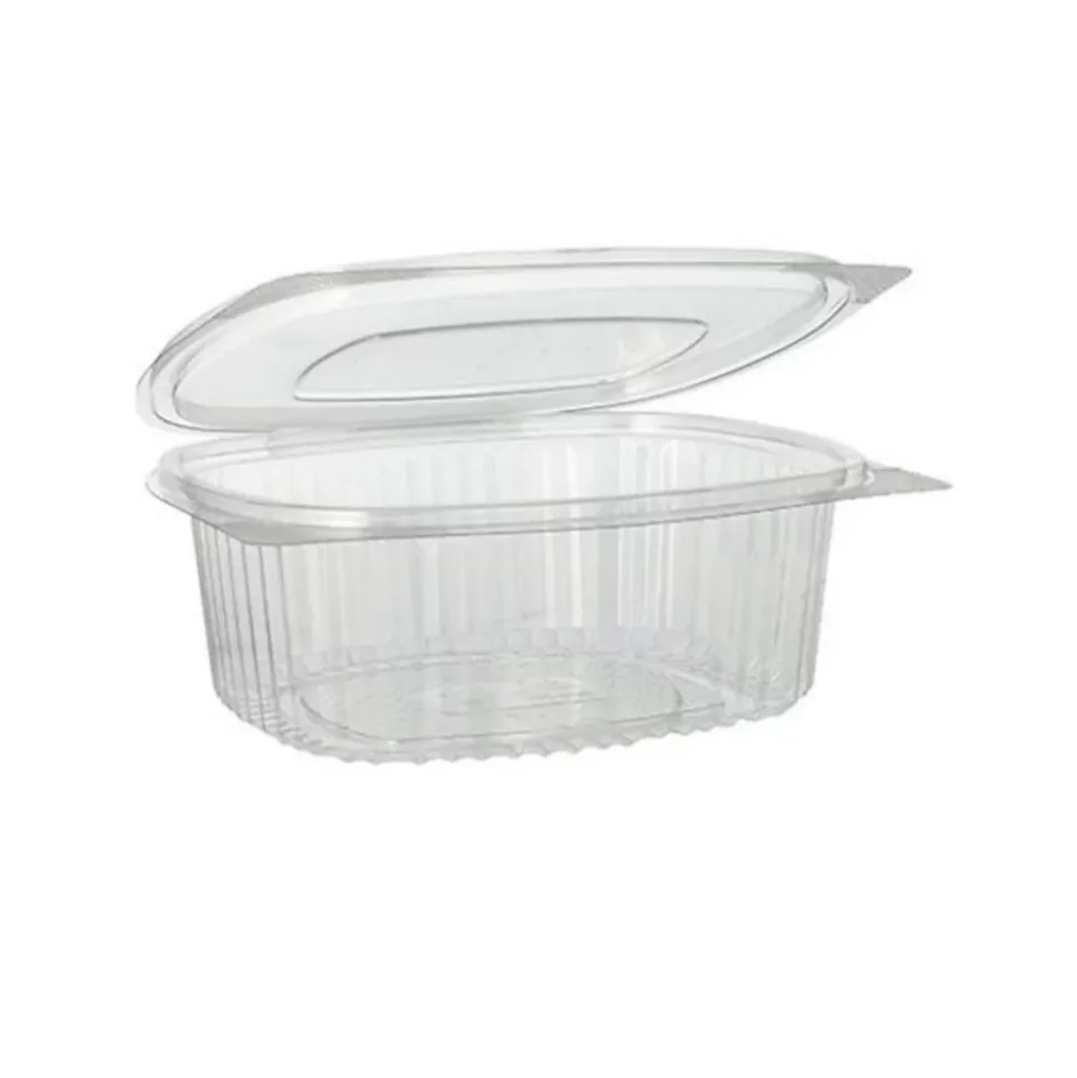 300 Barquettes à Salade 2000 ml avec Couvercle Attenant (225x198xH.83mm) en PET Pratiques, Hermétiques et Résistantes - D-Work