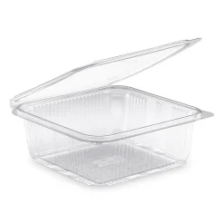 240 Barquettes à Salade Carrées 1500 ml à Couvercle Attenant 188x188xH.70mm en PET Empilables, Hermétiques, s - D-Work