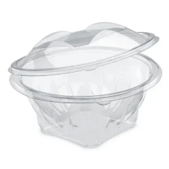 50 Barquettes Ronde 750 ml Alimentaire PET avec Couvercle Attaché - Transparente, Usage Froid, Diamètre172 x H94 mm - D-