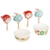 50 caissettes cupcakes 25 piques Noël - Multicolore- 5five