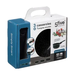 3 casseroles Aluminium poignée amovible 16/18/20cm - 5Five