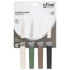 4 couteaux à steak manche antidérapant - Multicolore- 5five