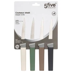 4 couteaux à steak manche antidérapant - Multicolore- 5five