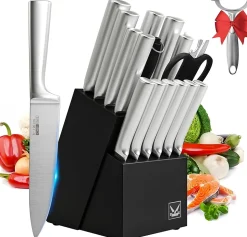 16 Couteaux de Cuisine en Acier Inoxydable