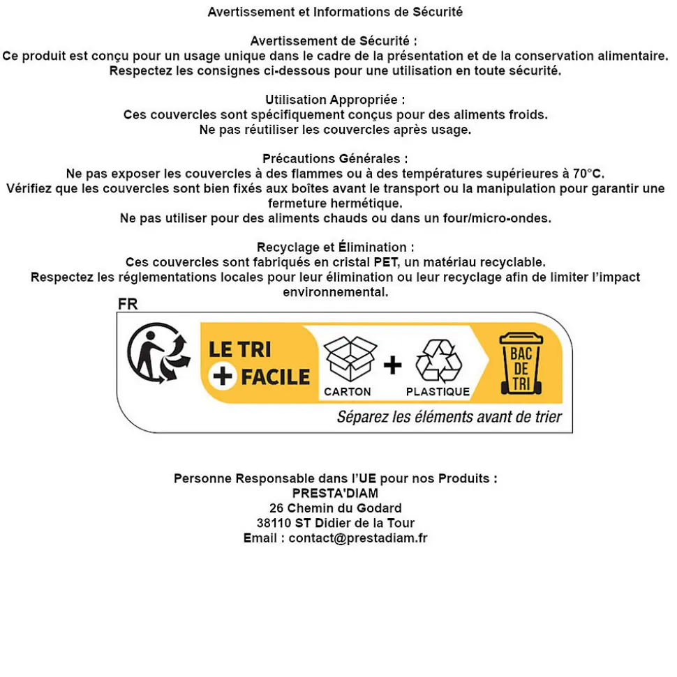 300 Couvercles pour Boîtes à Salade Rondes 1000, 750, 480ml D. 150 mm en cristal PET - D-Work