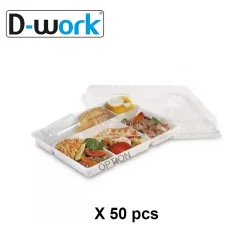 50 Couvercles pour Plateaux Repas 5 compartiments 297 x 231 x 50 mm en OPS - D-Work