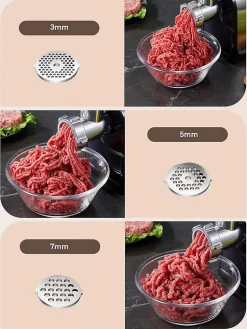 3 en 1 Hachoir à Viande Électrique Professionnel avec 3 Plaques Acier Inoxydable, 1 Kubbe et 3 tubes Remplissage Saucisses