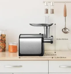 3 en 1 Hachoir à Viande Électrique Professionnel avec 3 Plaques Acier Inoxydable, 1 Kubbe et 3 tubes Remplissage Saucisses