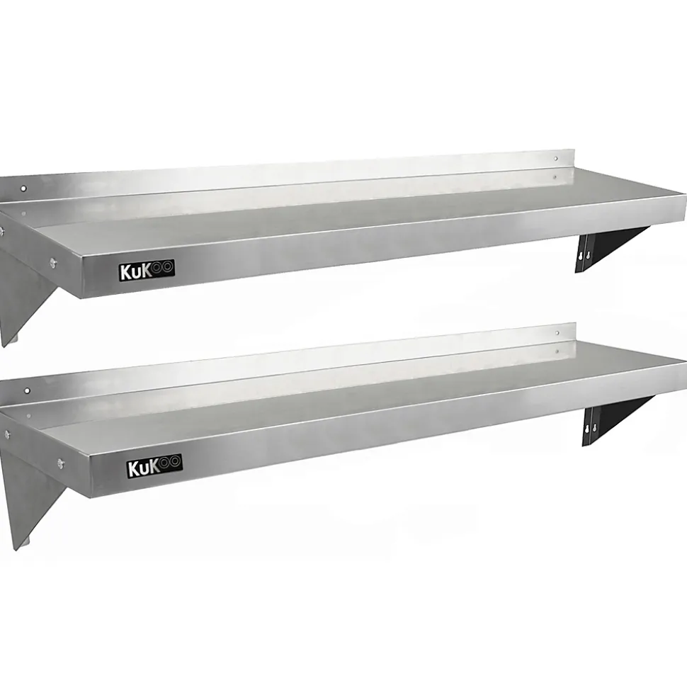 2 Etagères Murales en Inox KuKoo de 140cm x 30cm