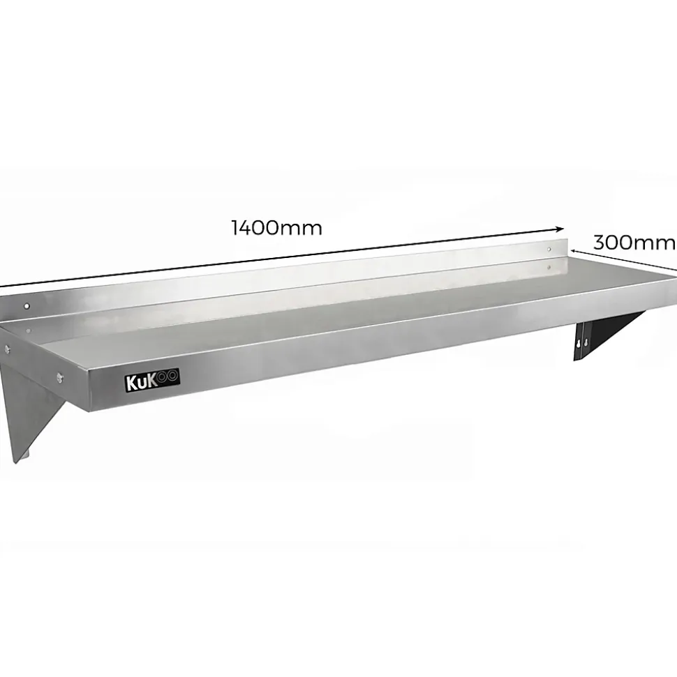 2 Etagères Murales en Inox KuKoo de 140cm x 30cm