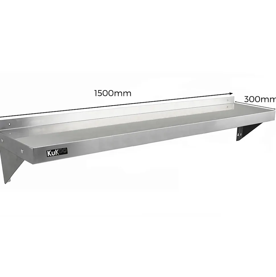 2 Etagères Murales en Inox KuKoo de 150cm x 30cm