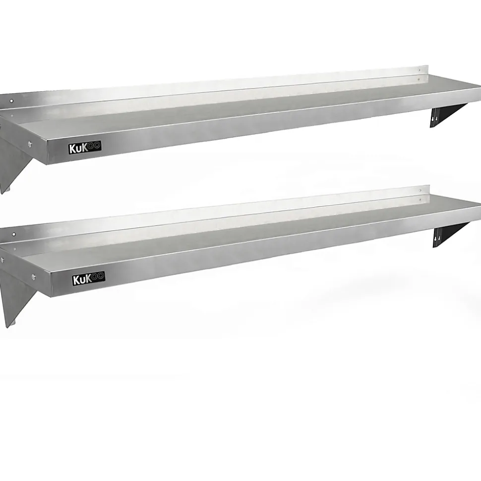 2 Etagères Murales en Inox KuKoo de 194cm x 30cm