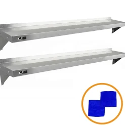 2 Etagères Murales en Inox KuKoo de 194cm x 30cm