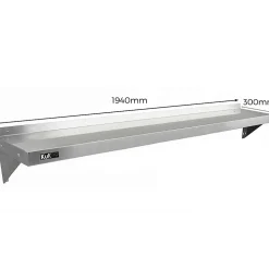 2 Etagères Murales en Inox KuKoo de 194cm x 30cm