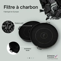 2 Filtres à Charbon pour Hotte Cooke & Lewis - 815001 - Diamètre : 210 mm