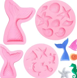 4 Moules En Silicone En Forme De Sirène