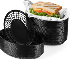 60 Paniers Alimentaires en Plastique Réutilisables noir