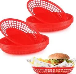 16 Paniers Alimentaires en Plastique Réutilisables rouge