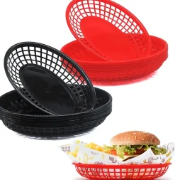 16 Paniers Alimentaires Plastique 8 Rouges + 8 Noirs