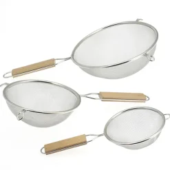 3 passoires avec poignées en bois - Inox