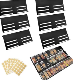 6 Pièces Porte Epices pour Tiroir Intérieur Extensible de 30cm à 60cm