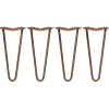 4 Pieds de Table en Epingle à Cheveux - 30,5cm- 2 Tiges - 12mm - Cuivre