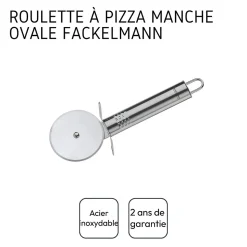 2 Planches à pizza et tarte flambée en bois 30 cm et Roulette à pizza en inox Fackelmann