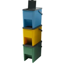 3 poubelle tri Sélectif BERGEN vert bleu jaune 3x20L