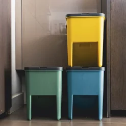 3 poubelle tri Sélectif BERGEN vert bleu jaune 3x20L