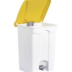3 Poubelles à tri à pédale 45 litres pour Sac 120 litres - Blanc