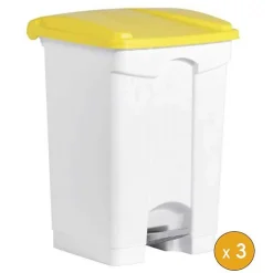3 Poubelles à tri à pédale 45 litres pour Sac 120 litres - Jaune