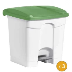 3 Poubelles à tri à pédale pour Sac 120 litres - Vert