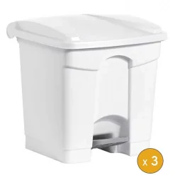 3 Poubelles à tri à pédale pour Sac 120 litres - Blanc