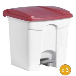 3 Poubelles à tri à pédale pour Sac 120 litres - Rouge