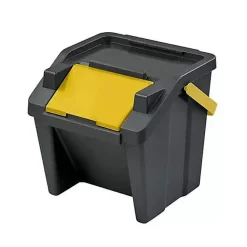 3 poubelles superposées pour tri verres papier plastique