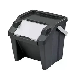 3 poubelles superposées pour tri verres papier plastique