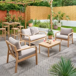 2 tabourets de bar en bois d'acacia L.35,6 x H.70 cm, GoodHome Riveo