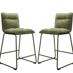 2 tabourets de bar en tissu vert kaki, Deko & Co