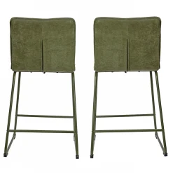 2 tabourets de bar en tissu vert kaki, Deko & Co