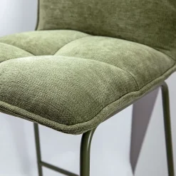 2 tabourets de bar en tissu vert kaki, Deko & Co