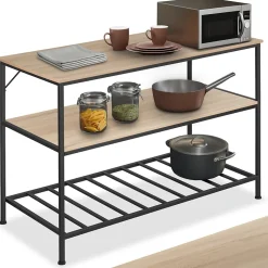 2 Étagères de cuisine Style industriel grillagées Bois clair