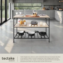 2 Étagères de cuisine Style industriel grillagées Bois clair