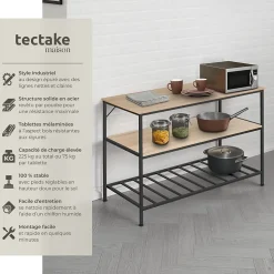 2 Étagères de cuisine Style industriel grillagées Bois clair