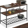 2 Étagères de cuisine Style industriel grillagées Bois foncé