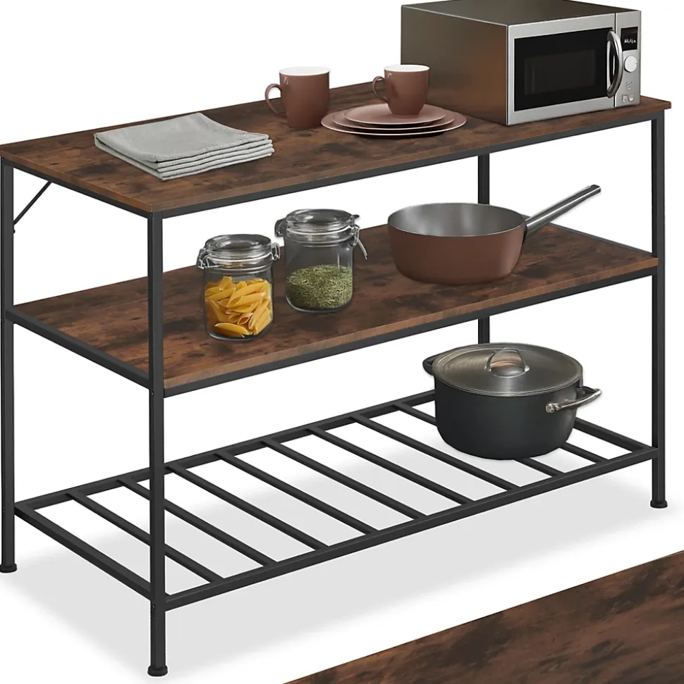 2 Étagères de cuisine Style industriel grillagées Bois foncé