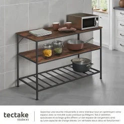 2 Étagères de cuisine Style industriel grillagées Bois foncé