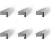 6 Un. poignées de meuble cuisine et salle de bain profil aluminium anodisé Ext. 150X12MM - - entraxe 128MM