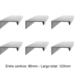 6 Un. poignées de meuble cuisine et salle de bain profil aluminium anodisé Ext. 116X8MM - - entraxe 96MM