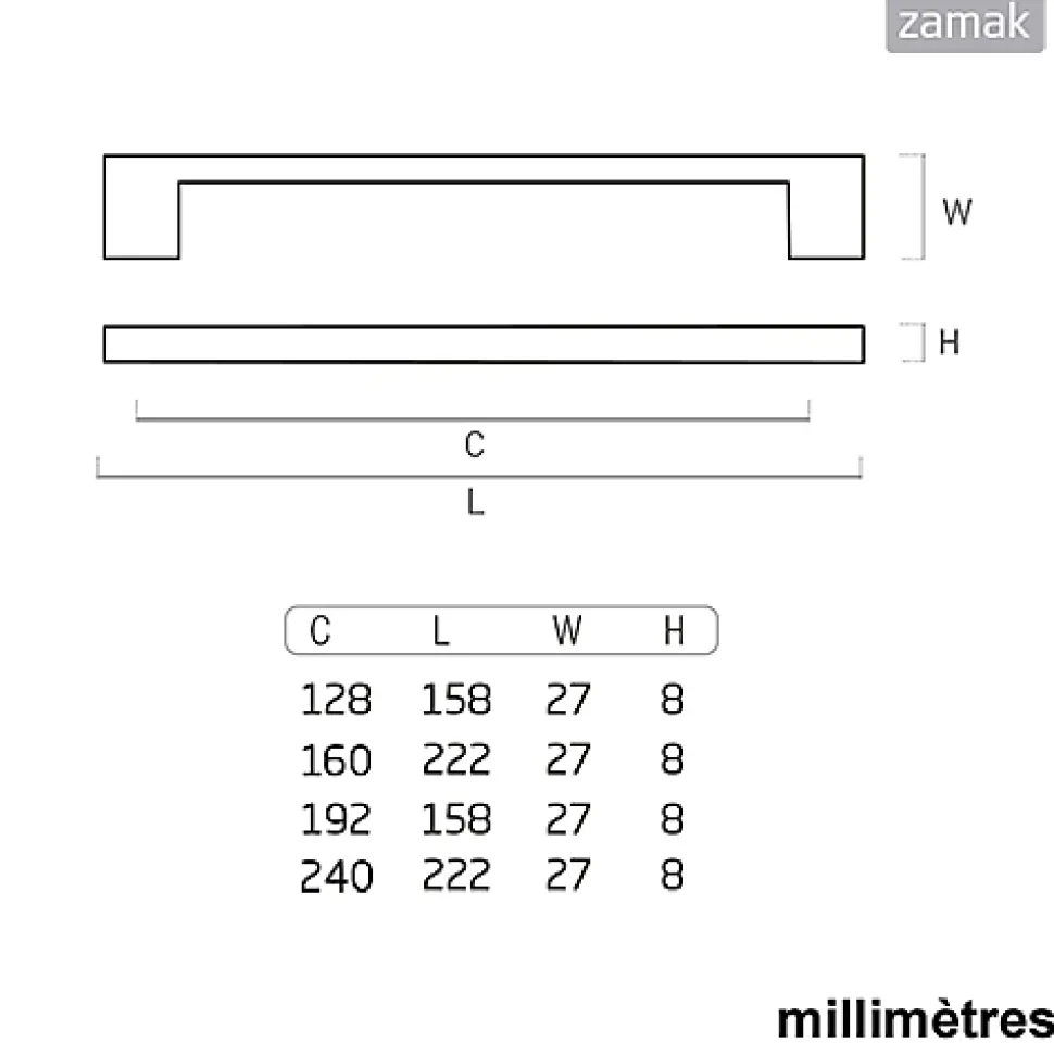 4 Un. poignées de meuble en 192MM chromé mat cuisine tiroir armoire
