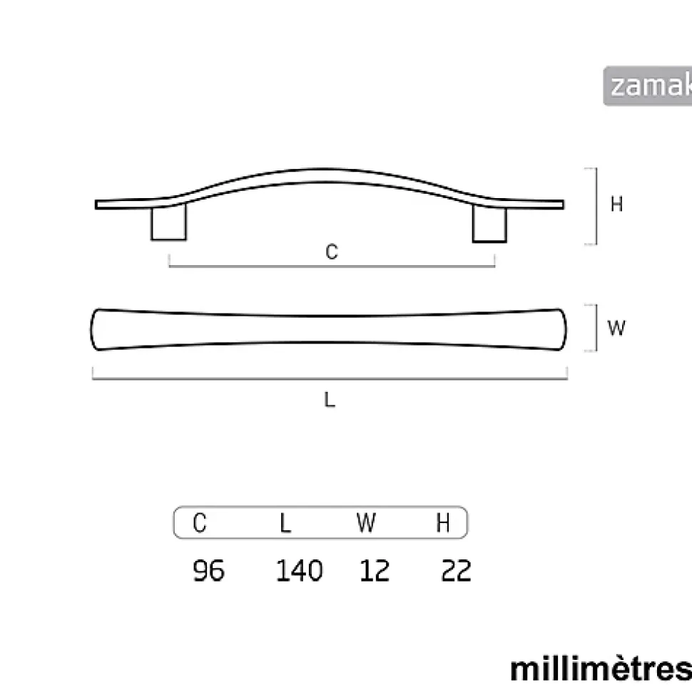 6 Un. poignées de meuble en nickel brossé de - entraxe 96MM